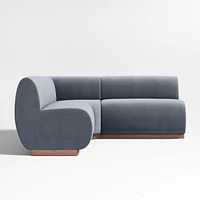 Leandro Slate Grey Double L-Shaped Loveseat Dining Banquette with Square Corner