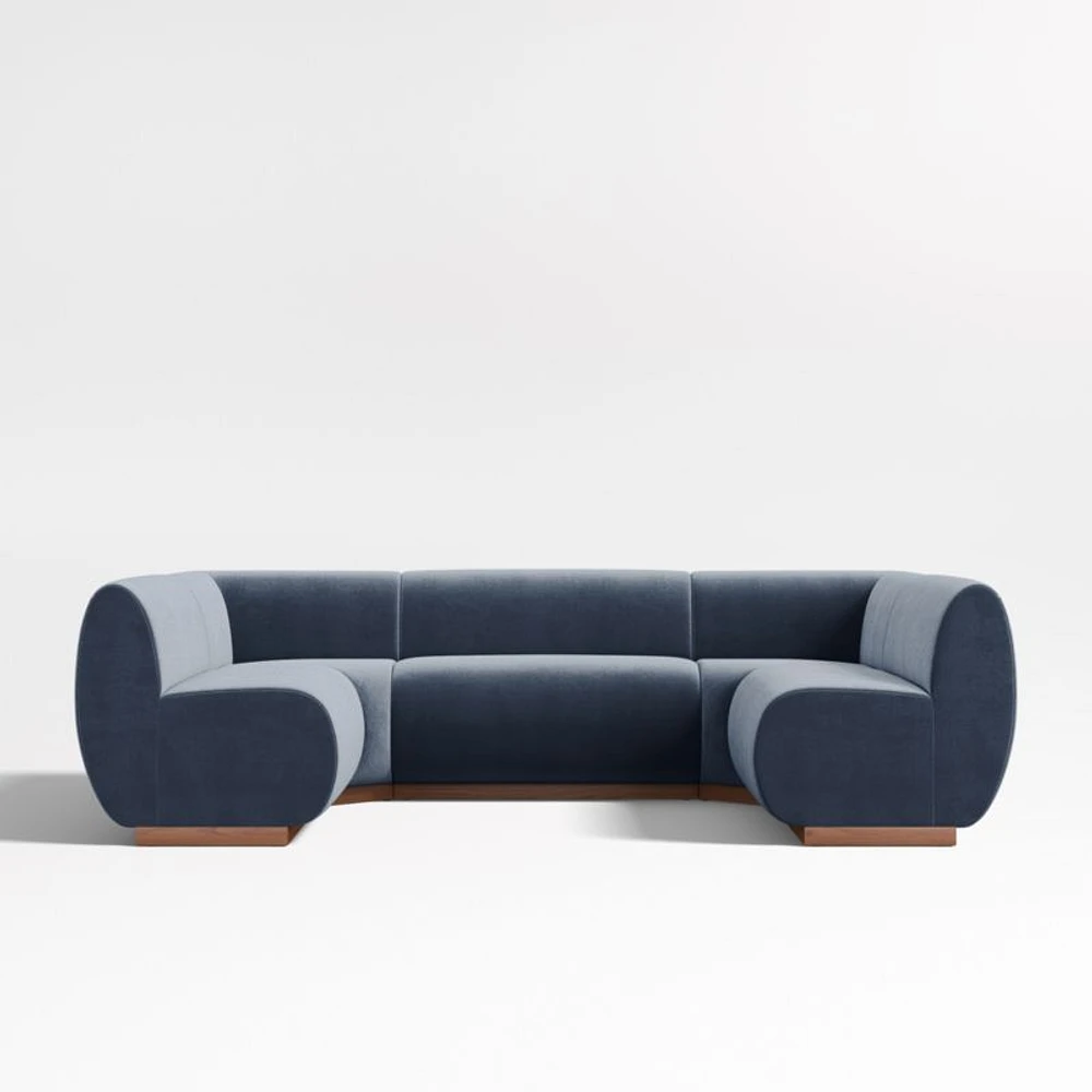 Leandro Slate Grey U-Shaped Dining Banquette with Square Corners