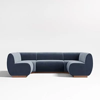 Leandro Slate Grey U-Shaped Dining Banquette with Square Corners