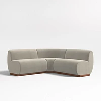 Leandro Tan Brown Double L-Shaped Loveseat Dining Banquette with Rounded Corner