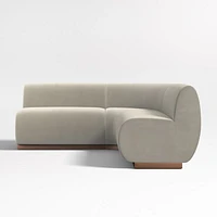 Leandro Tan Brown Double L-Shaped Loveseat Dining Banquette with Rounded Corner