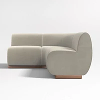 Leandro Tan Brown Single L-Shaped Loveseat Dining Banquette with Rounded Corner