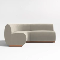 Leandro Tan Brown Single L-Shaped Loveseat Dining Banquette with Rounded Corner