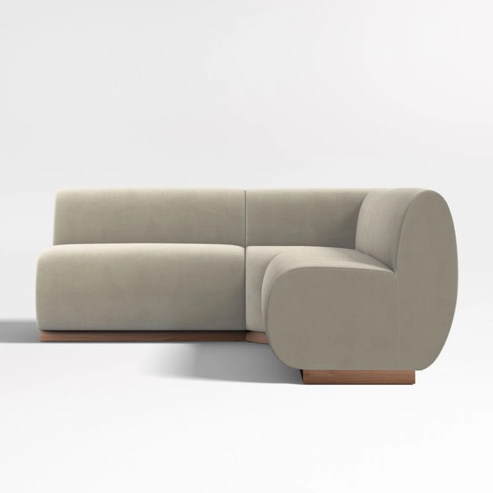 Leandro Tan Brown Double L-Shaped Loveseat Dining Banquette with Square Corner
