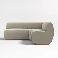 Leandro Tan Brown Double L-Shaped Loveseat Dining Banquette with Square Corner