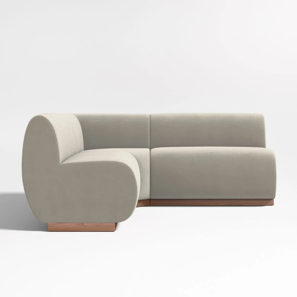Leandro Tan Brown Double L-Shaped Loveseat Dining Banquette with Square Corner
