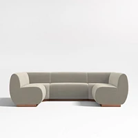 Leandro Tan Brown U-Shaped Dining Banquette with Square Corners