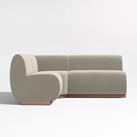 Leandro Tan Brown Single L-Shaped Loveseat Dining Banquette with Square Corner