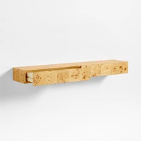 Leon Burl Wood Floating Shelf with Drawer
