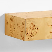 Leon Burl Wood Floating Shelf with Drawer