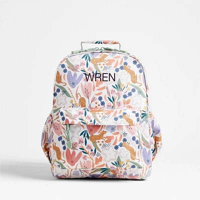 Dreamer Leopard Floral Medium Kids Backpack with Side Pockets