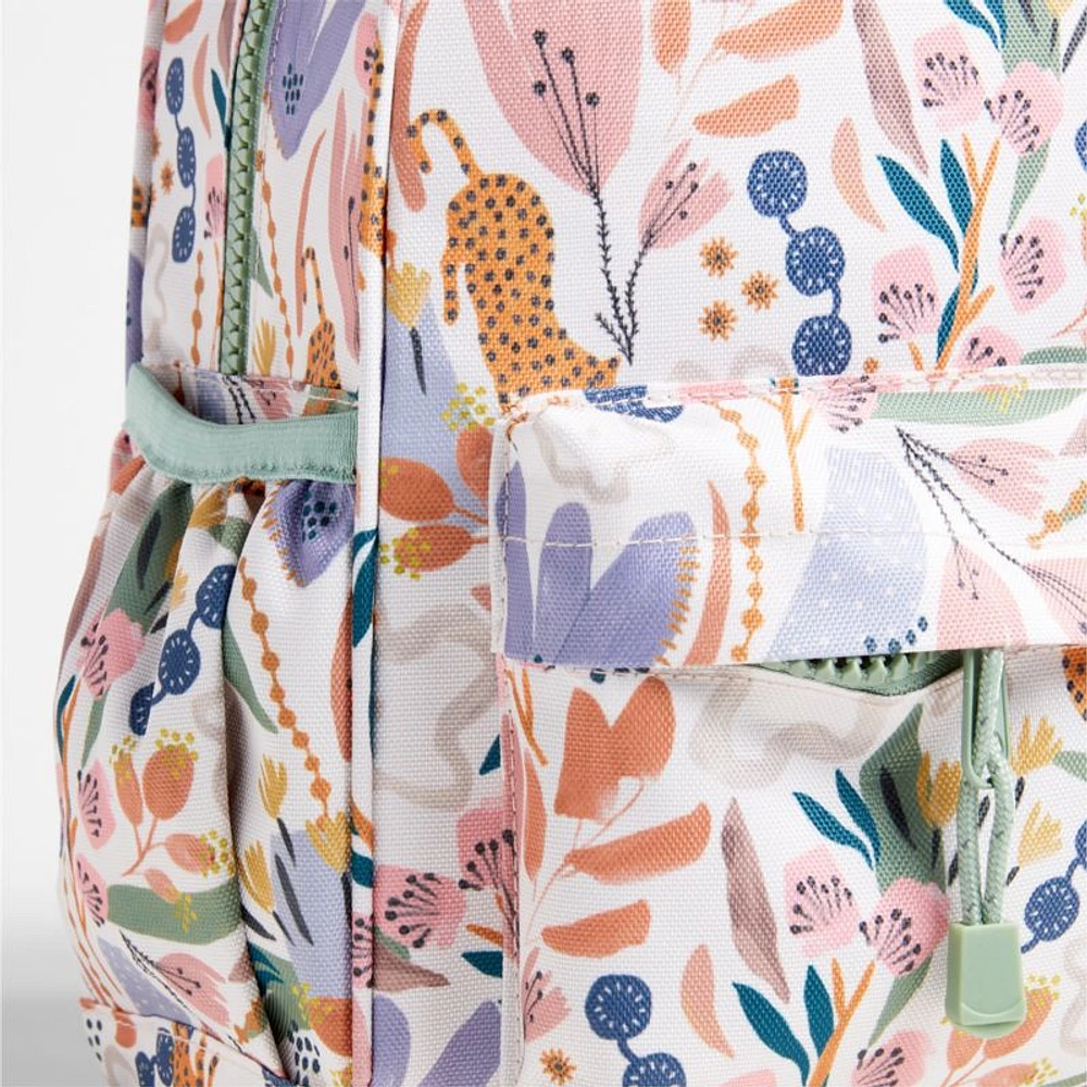Dreamer Leopard Floral Small Kids Backpack with Side Pockets