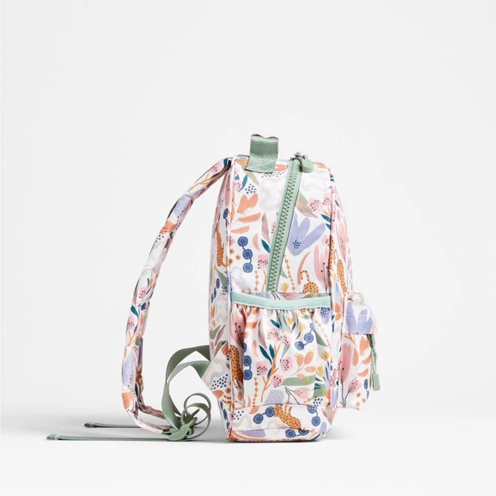 Dreamer Leopard Floral Small Kids Backpack with Side Pockets