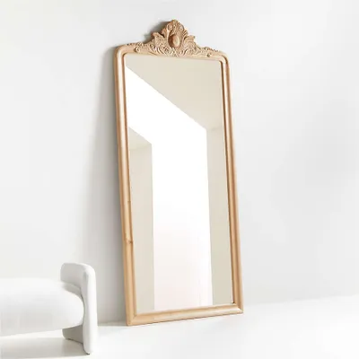 Levon Natural Carved Wood Floor Mirror by Leanne Ford