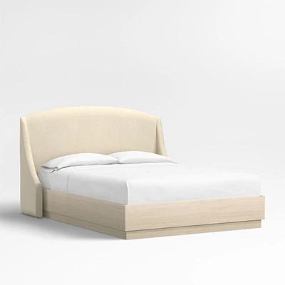 Lafayette 48" Upholstered Queen Headboard with Batten White Oak Bed Base