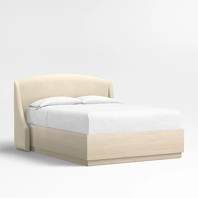 Lafayette 48" Upholstered Queen Headboard with Batten White Oak Storage Bed Base