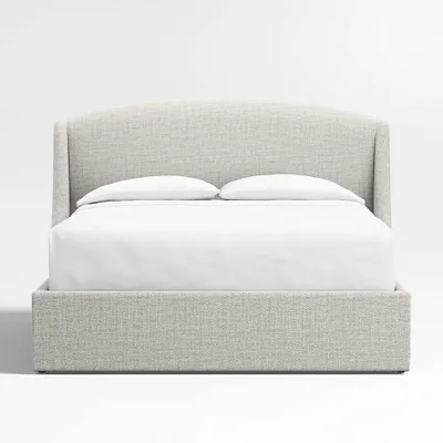 Lafayette 48" Mist Grey Upholstered Queen Headboard with Storage Bed Base