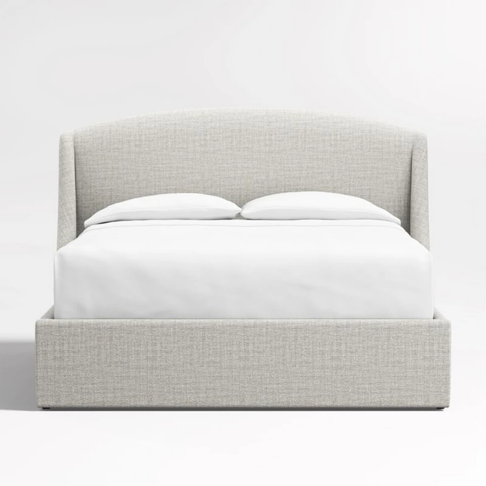 Lafayette 48" Mist Grey Upholstered Queen Headboard with Storage Bed Base