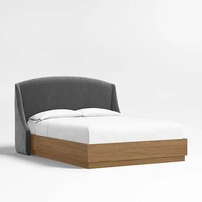 Lafayette 48" Charcoal Grey Queen Upholstered Headboard with Batten Oak Bed Base