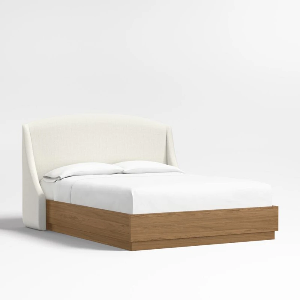 Lafayette 48" Ivory Queen Upholstered Headboard with Batten Brown Bed Base