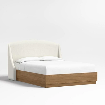 Lafayette 48" Ivory Queen Upholstered Headboard with Batten Brown Bed Base