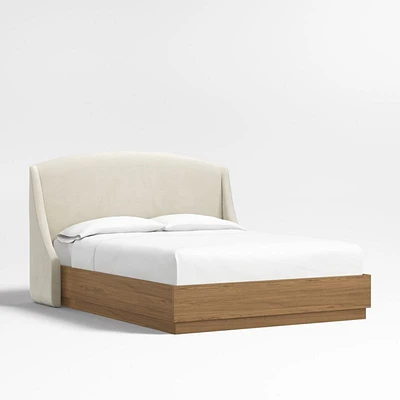 Lafayette 48" Beige Upholstered Queen Headboard with Batten Oak Bed Base