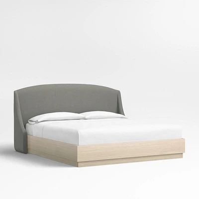 Lafayette 48" Graphite Grey Upholstered King Headboard with Batten White Oak Bed Base