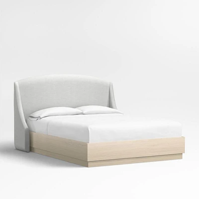 Lafayette 48" Oyster Grey Upholstered Queen Headboard with Batten White Oak Bed Base