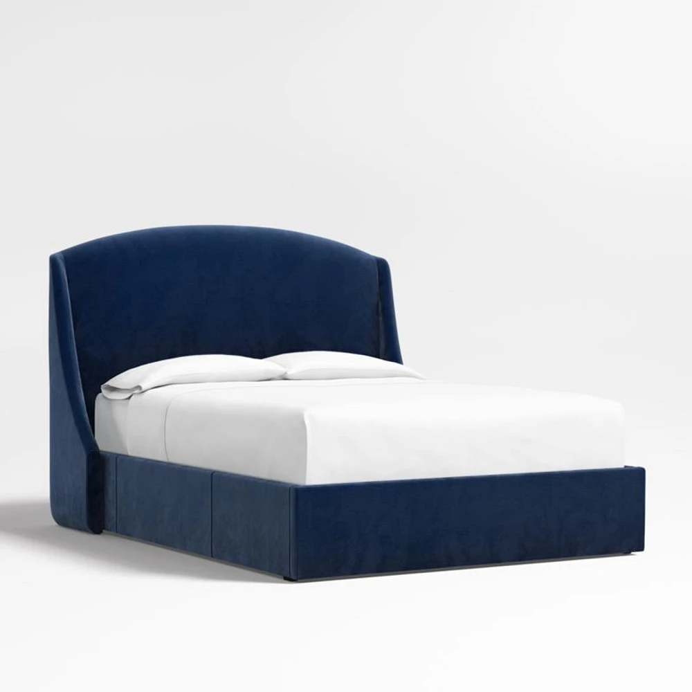 Lafayette 56" Navy Queen Upholstered Headboard with Storage Bed Base
