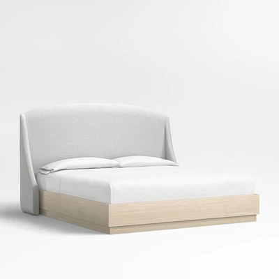 Lafayette 56" Oyster Grey King Upholstered Headboard with Batten White Oak Bed Base