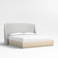 Lafayette 56" Oyster Grey King Upholstered Headboard with Batten White Oak Bed Base
