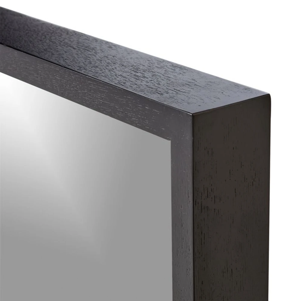 Liam Black Frame Floor Mirror with Brass Inlay