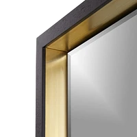 Liam Black Frame Floor Mirror with Brass Inlay