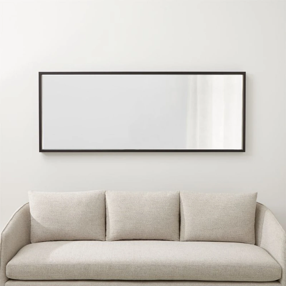Liam Black Frame Floor Mirror with Brass Inlay