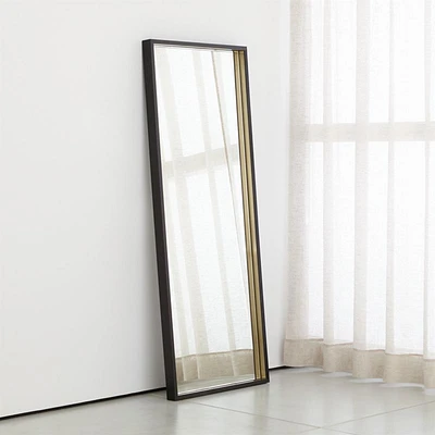 Liam Black Frame Floor Mirror with Brass Inlay