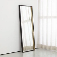 Liam Black Frame Floor Mirror with Brass Inlay