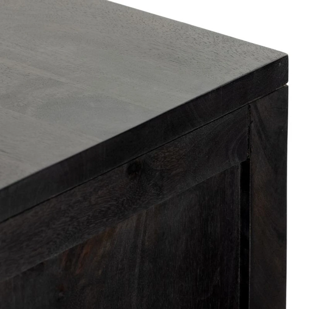 Libby Black Mango Wood Bar Cabinet with Storage