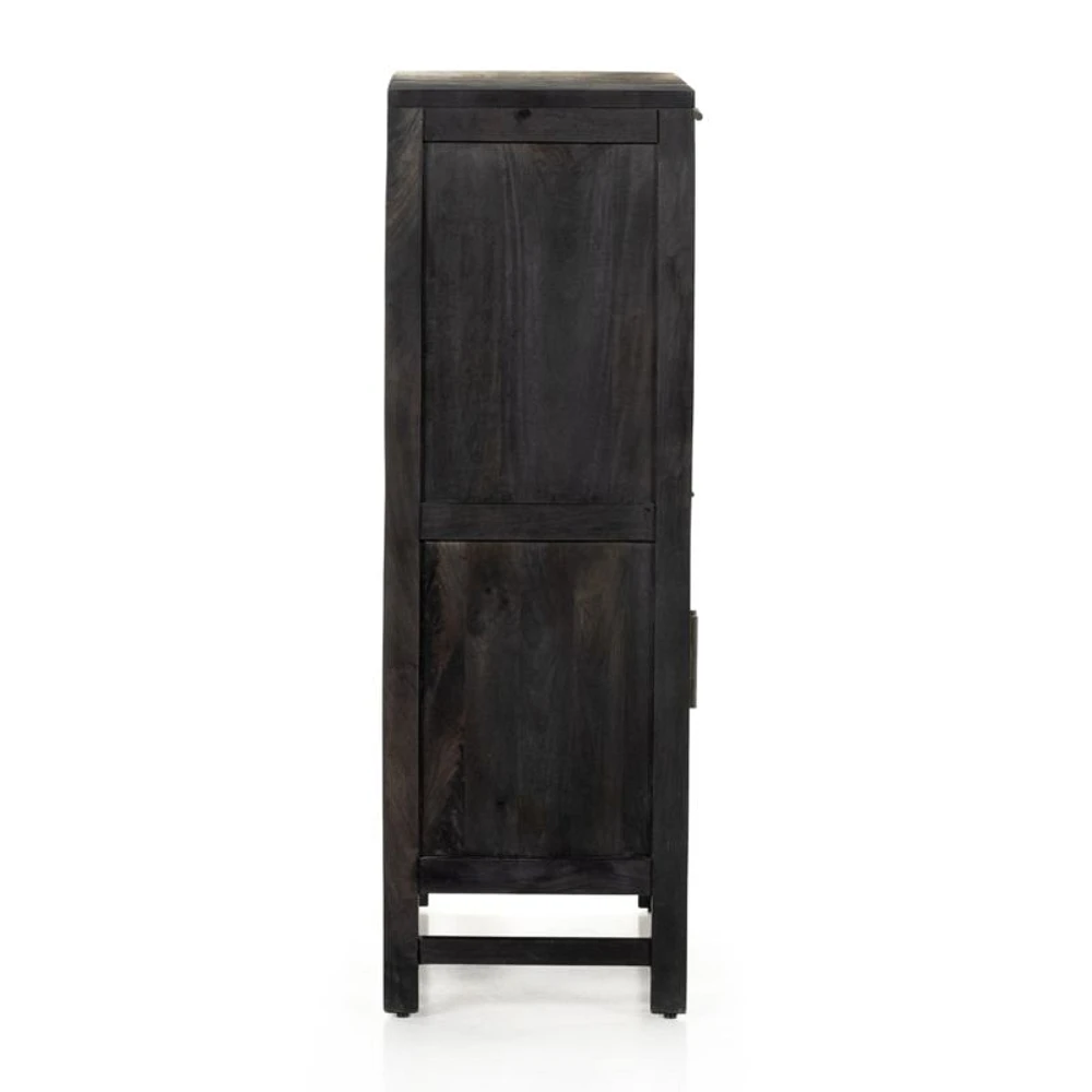 Libby Black Mango Wood Bar Cabinet with Storage