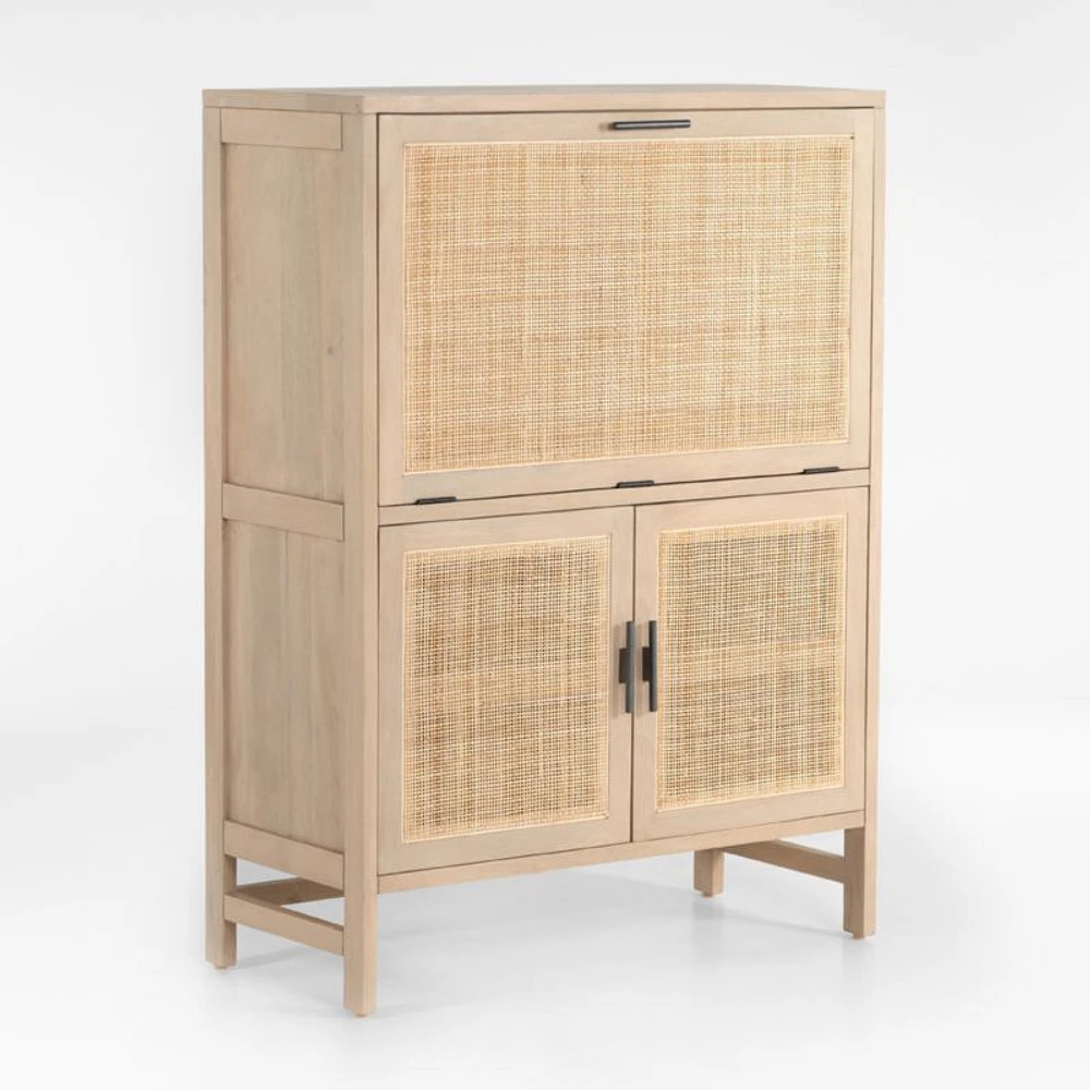 Libby Natural Mango Wood Bar Cabinet with Storage
