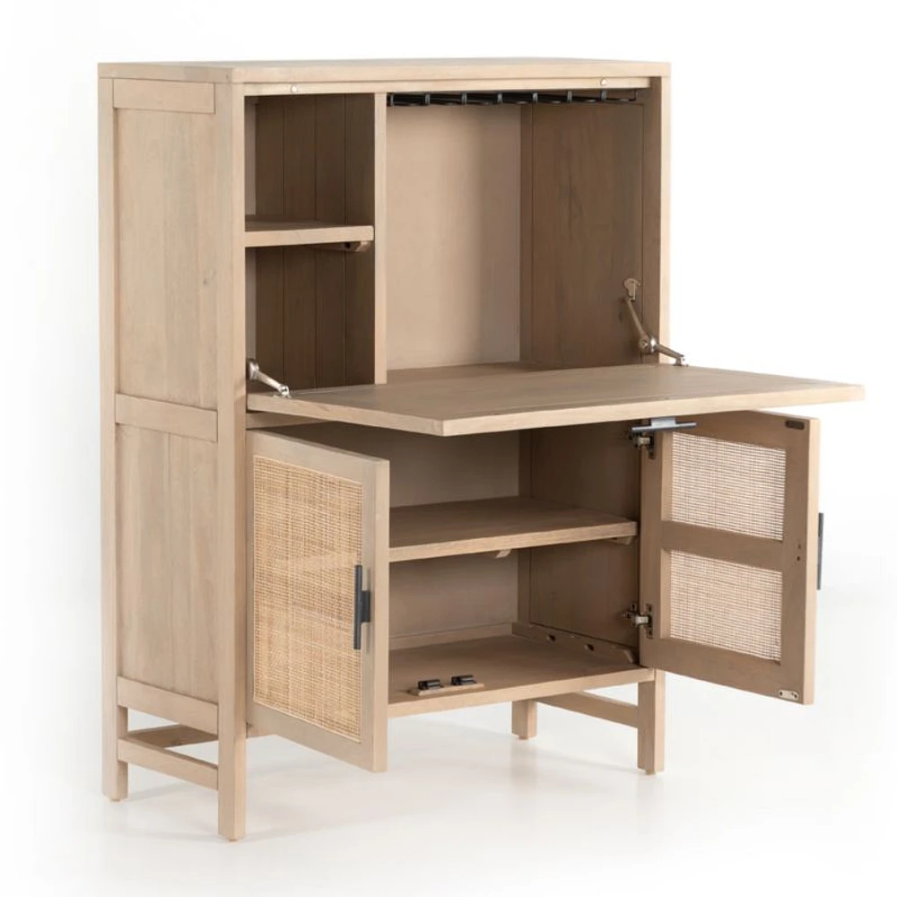 Libby Natural Mango Wood Bar Cabinet with Storage