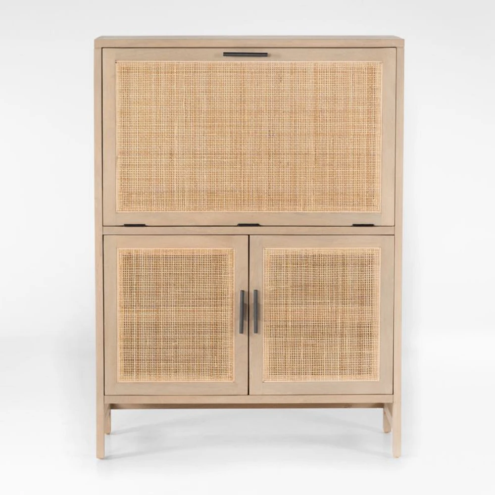 Libby Natural Mango Wood Bar Cabinet with Storage