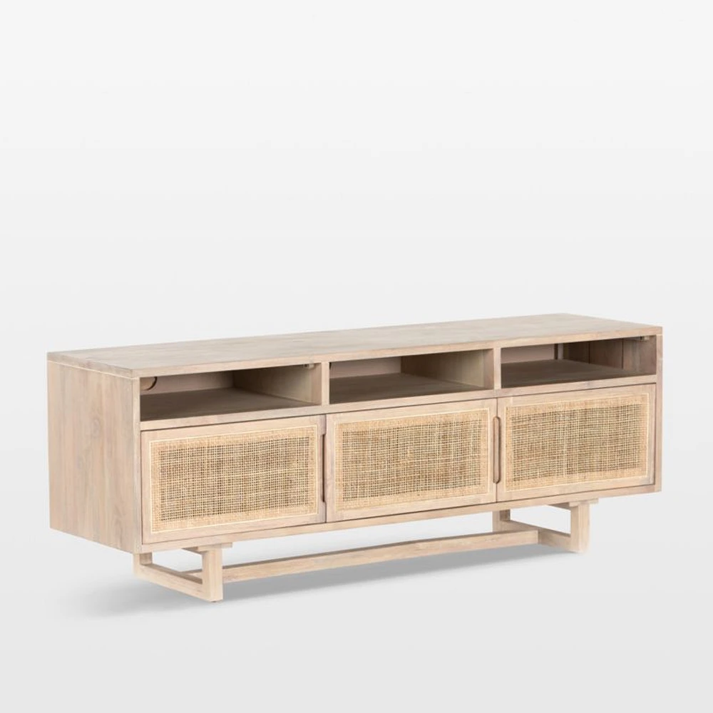 Libby 65" Natural Mango Wood Storage Media Console