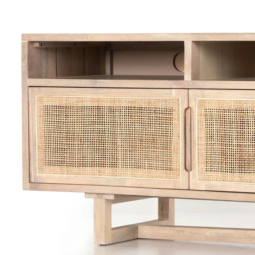 Libby 65" Natural Mango Wood Storage Media Console