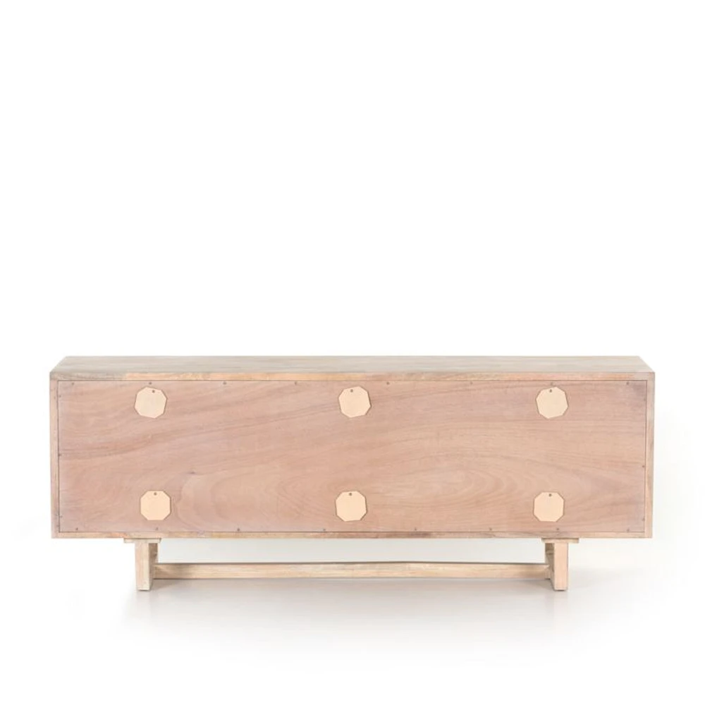Libby 65" Natural Mango Wood Storage Media Console