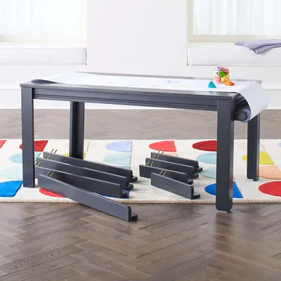 Adjustable Charcoal Wood Large Kids Table, Leg Set and Paper Roll