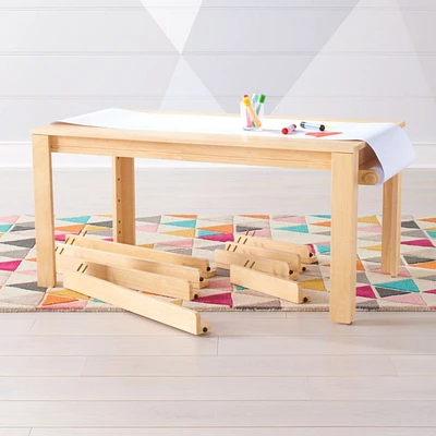 Large Natural Adjustable Kids Table, Leg Set and Paper Roll