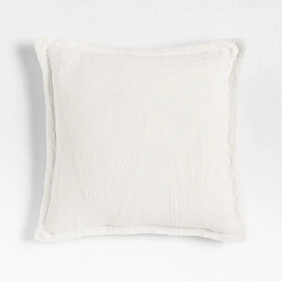 Lindoso Tonal Jacquard Palm Leaf 20x20 Arctic Ivory Throw Pillow Cover