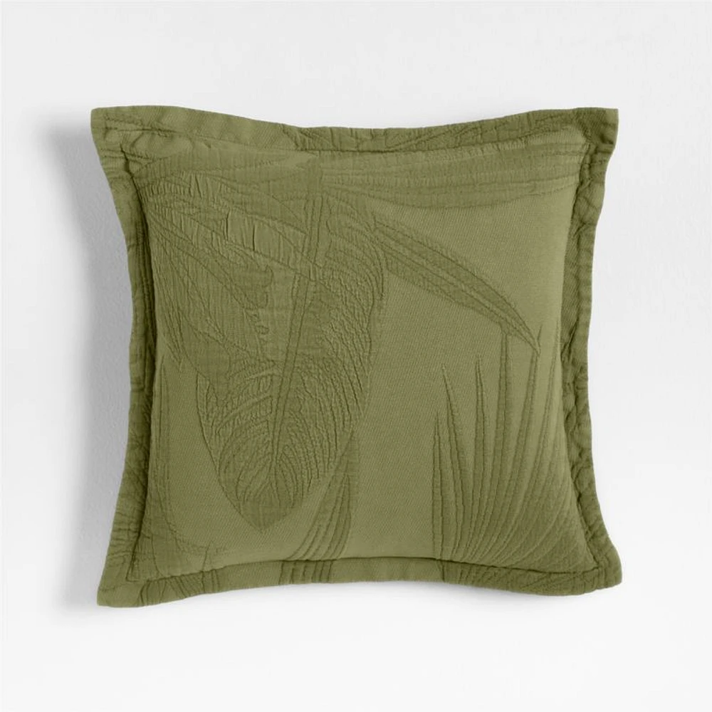 Lindoso Tonal Jacquard Palm Leaf 20x20 Cyprus Green Throw Pillow Cover