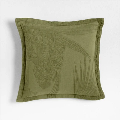 Lindoso Tonal Jacquard Palm Leaf 20x20 Cyprus Green Throw Pillow Cover