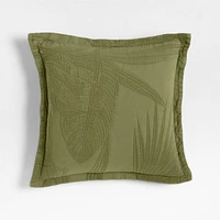 Lindoso Tonal Jacquard Palm Leaf 20x20 Cyprus Green Throw Pillow Cover